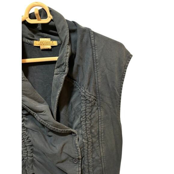 Prairie Underground dress Organic Cotton Wrap Surplice Lagenlook Navy Blue sz M - Picture 5 of 7